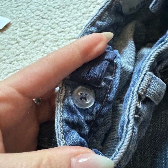 VTG Old Navy Girls Sz 6 Blue Denim Jeans Embroidered  Cross Stitch Straight Y2K - Picture 8 of 13